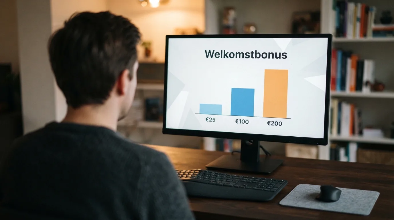 Een overzichtelijke vergelijkingstabel met casino-logo's naast kolommen voor welkomstbonus, rondspeelvoorwaarde en minimale storting