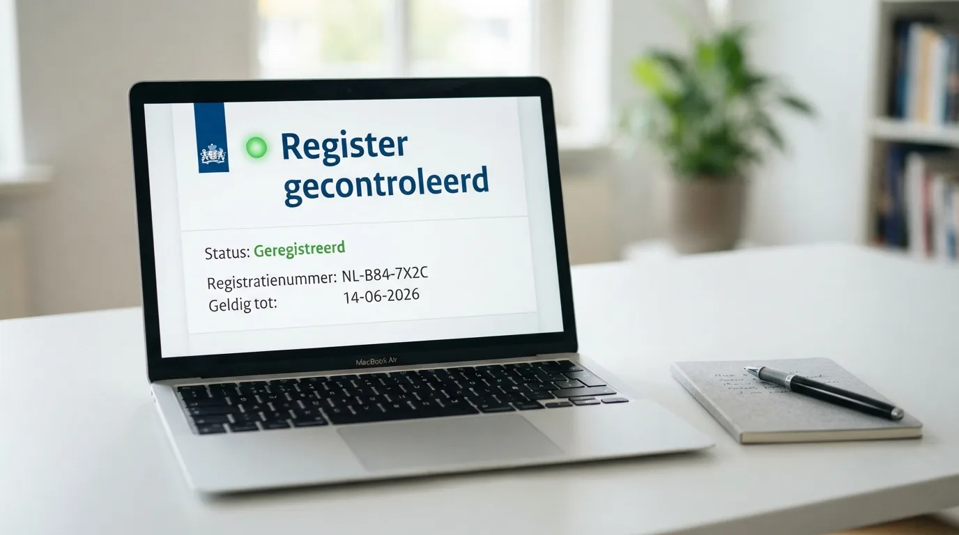 Scherm van het Cruks-register met het Ksa-logo