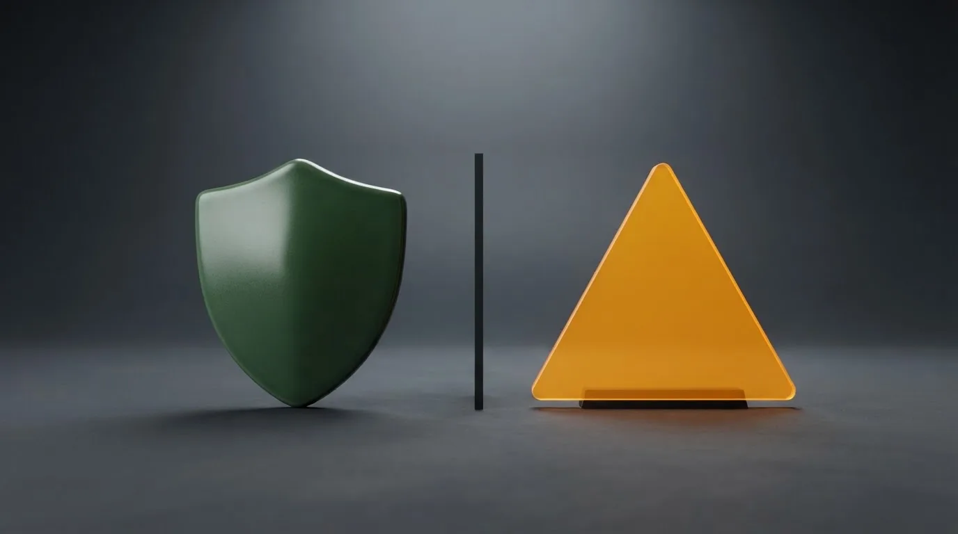 Een split-screen: links het Ksa-keurmerk met de tekst 'Vergunninghouder — beschermd door Cruks', rechts een waarschuwingsicoon met 'Geen Ksa-vergunning — geen Nederlandse bescherming'