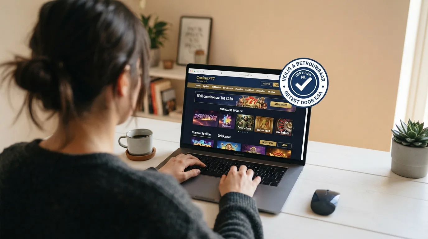 Het Ksa-keurmerk op de homepage van een legaal Nederlands online casino
