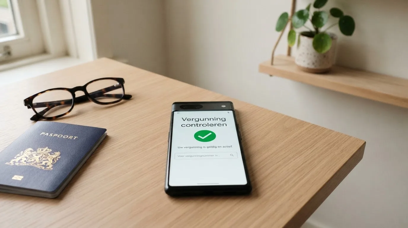 Een smartphone toont de Kansspelwijzer, het vergunningenregister van de Ksa.