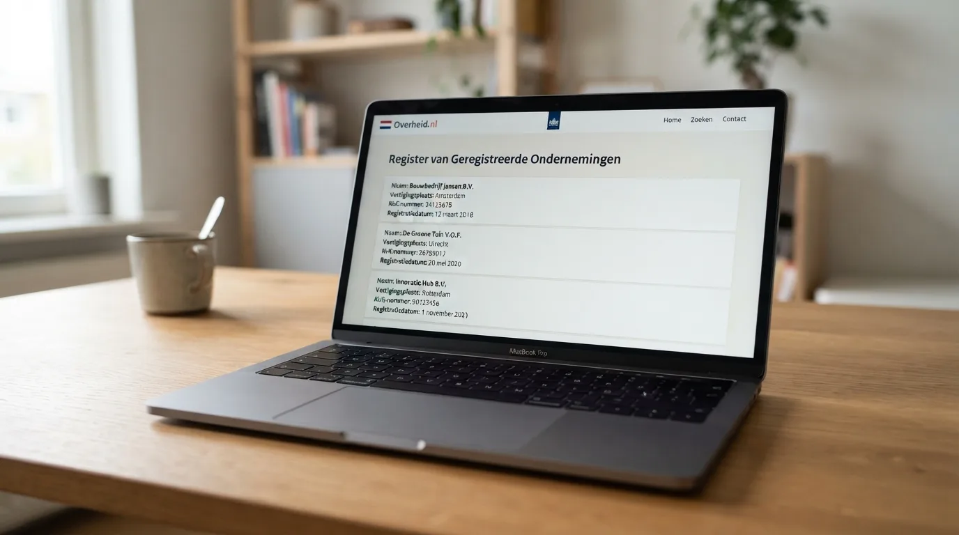 Een scherm met het vergunningenregister van de Kansspelautoriteit