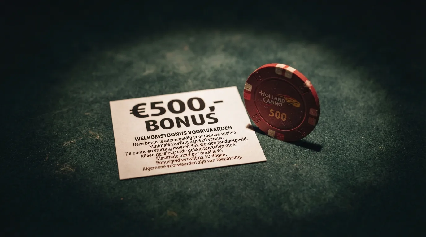Een live casino welkomstbonus met de voorwaarden in kleine letters eronder.