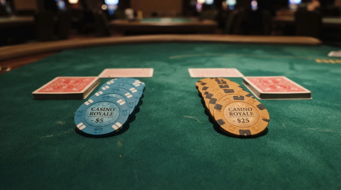 Twee kolommen met casinokaarten, één gemarkeerd als offshore en één als vergund