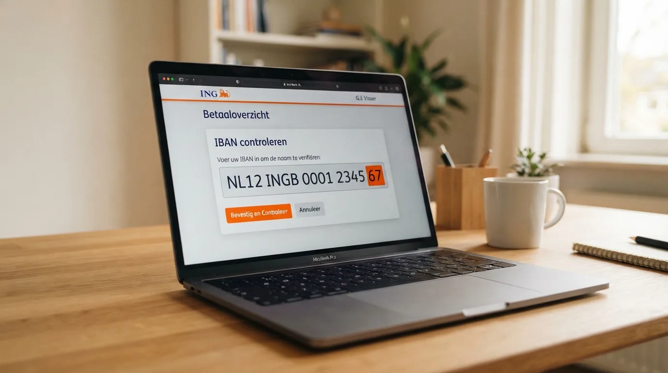 Een IBAN-nummer met gemarkeerde controlecijfers in een bankomgeving