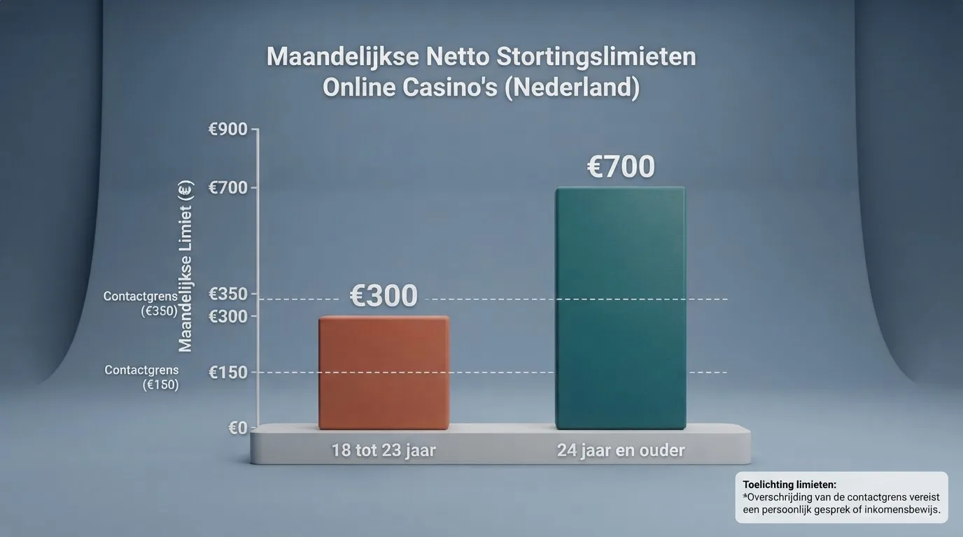 Een overzicht met twee limietniveaus en bedragen per leeftijdsgroep